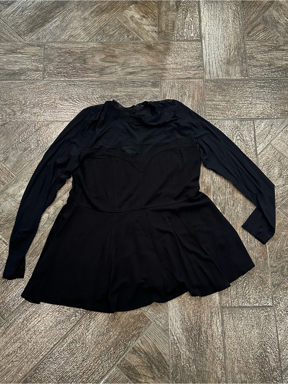 Black Long-Sleeve Fit & Flare Shirt
